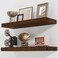 Axeman Floating Shelves 2 Pack 8 Inch Deep Rustic Solid Wood Wall Shelves for Storage Wall Mounted Display Shelving with Invisible HeavyDuty Metal Bracket 24 W x 8 D x 157 H Walnut Finish