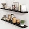 fuqing Black Floating Shelves 48 Inch Solid Wood Wall Mounted Shelves Set of 2 Extra Long Modern Floating Shelves for Wall Decor Storage Shelves for Bathroom Bedroom Kitchen Living Room Black