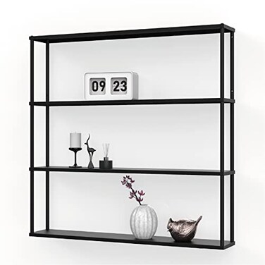 Mango Steam WallMounted Steel Floating Shelving Unit for Kitchen Storage or Display Use 36 H x 36 W x 6 D Inches Black