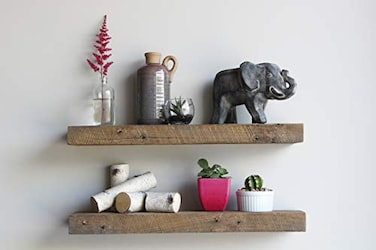 Urban Legacy Reclaimed Barnwood Planks Floating Shelves for Wall wFlush Mount Shelf Bracket Set Included Set of 2 Natural 18 x 7 x 2