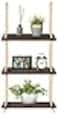 Mkono Hanging Shelves 3 Tier Rustic Wood Floating Wall Shelves Photo Plant Display Hanging Storage Shelf Home Decor for College Dorm Room Decor Bathroom Living Room Bedroom Apartment