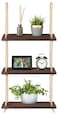 Mkono Hanging Shelves 3 Tier Rustic Wood Floating Wall Shelves Photo Plant Display Hanging Storage Shelf Home Decor for College Dorm Room Decor Bathroom Living Room Bedroom Apartment