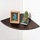 Conamily Corner Shelf16inch Walnut Solid Wood Floating Corner Shelves Wall Mount Round End Floating Speaker Rack with Wire Hole for Small Plant for Bedroom Kitchen Living Room
