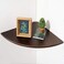 Conamily Corner Shelf16inch Walnut Solid Wood Floating Corner Shelves Wall Mount Round End Floating Speaker Rack with Wire Hole for Small Plant for Bedroom Kitchen Living Room
