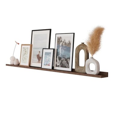 Rustic State Ted 60 Wall Mount Extra Long Narrow Picture Ledge Shelf Photo Frame Display Wooden Floating Shelf for Living Room Office Kitchen Bedroom Bathroom Dcor Torched Brown