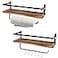 PHUNAYA Floating ShelvesWall Mounted Shelf for KitchenLiving RoomBedroomBathroom StorageRustic WoodSet of 2Carbonized Black