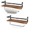 PHUNAYA Floating ShelvesWall Mounted Shelf for KitchenLiving RoomBedroomBathroom StorageRustic WoodSet of 2Carbonized Black