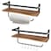 PHUNAYA Floating ShelvesWall Mounted Shelf for KitchenLiving RoomBedroomBathroom StorageRustic WoodSet of 2Carbonized Black