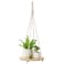 Dahey Hanging Plant Shelf Round Wood Rope Hanging Floating Shelf Boho Home Decor Display Planter Rack for Living Room Bedroom Kitchen RoomNature