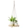 Dahey Hanging Plant Shelf Round Wood Rope Hanging Floating Shelf Boho Home Decor Display Planter Rack for Living Room Bedroom Kitchen RoomNature