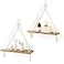 Mkono Macrame Hanging Shelves Boho Wall Decor Set of 2 Rustic Wood Floating Storage Shelf for Bedroom Bathroom Living Room Nursery Dorm Room Display Shelving for Hanging Plants Photos