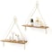 Mkono Macrame Hanging Shelves Boho Wall Decor Set of 2 Rustic Wood Floating Storage Shelf for Bedroom Bathroom Living Room Nursery Dorm Room Display Shelving for Hanging Plants Photos