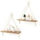 Mkono Macrame Hanging Shelves Boho Wall Decor Set of 2 Rustic Wood Floating Storage Shelf for Bedroom Bathroom Living Room Nursery Dorm Room Display Shelving for Hanging Plants Photos