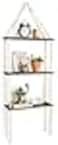 Mkono Macrame Wall Hanging Shelf 3 Tier Wood Floating Shelves with Cute Woven Rope Boho Room Decor Display Photos Plant Hanging Storage Shelves for Bathroom Bedroom Living Room Nursery