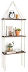 Mkono Macrame Wall Hanging Shelf 3 Tier Wood Floating Shelves with Cute Woven Rope Boho Room Decor Display Photos Plant Hanging Storage Shelves for Bathroom Bedroom Living Room Nursery