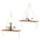 Dahey Macrame Hanging Shelf Boho Wall Decor Bedroom 2 Packs Rustic Wood Floating Shelves for Room Nursery Bathroom Living Room College Dorm Storage for Hanging Plants Photos White