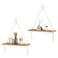 Dahey Macrame Hanging Shelf Boho Wall Decor Bedroom 2 Packs Rustic Wood Floating Shelves for Room Nursery Bathroom Living Room College Dorm Storage for Hanging Plants Photos White