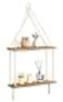 Mkono Macrame Hanging Shelf Boho Wall Decor 2 Tier Handmade Cotton Rope Rustic Wood Floating Shelves Display Photos Plants Hanging Storage Shelving for Living Room Nursery Bathroom Bedroom