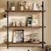 Bestier 3 Tier Industrial Pipe Shelving Floating Book Shelves for Wall Storage Hanging Shelves with Towel Bar for Bathroom Organizer Bedroom Kitchen Plants Office 315 Inch Rustic Brown