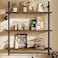 Bestier 3 Tier Industrial Pipe Shelving Floating Book Shelves for Wall Storage Hanging Shelves with Towel Bar for Bathroom Organizer Bedroom Kitchen Plants Office 315 Inch Rustic Brown