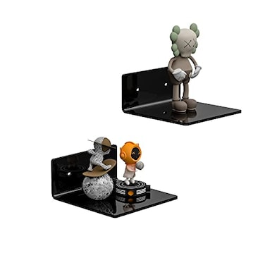Sezanrpt 6 Inches Acrylic Small Wall Shelves 2 Pack Floating Shelf for Wall Mounting Acrylic Display Ledges for Funko Pop Figures Home Dcor Living Room Gaming Room Plants6 inch Black