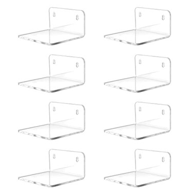 Trailwalk Acrylic Small ShelfMini Floating Wall ShelfWall Mounted Storage Shelffor Pop FiguresPlantPicture Photo Modern Wall for Office Bedroom Living RoomClear 8 Pack