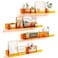 upsimples Acrylic Shelves for Wall Decor 15 Display Shelf Perfume Organizer for Bathroom Bedroom Living Room Floating Bookshelves for Kids Clear Orange 4 Pack