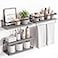 Fixwal Wall Mounted Bathroom Shelves Over Toilet Rustic Wood Floating Shelves with Metal Frame and Towel Bar for Bathroom Kitchen Bedroom Living Room 3 Plus 1 Gray