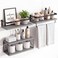 Fixwal Wall Mounted Bathroom Shelves Over Toilet Rustic Wood Floating Shelves with Metal Frame and Towel Bar for Bathroom Kitchen Bedroom Living Room 3 Plus 1 Gray