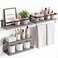Fixwal Wall Mounted Bathroom Shelves Over Toilet Rustic Wood Floating Shelves with Metal Frame and Towel Bar for Bathroom Kitchen Bedroom Living Room 3 Plus 1 Gray
