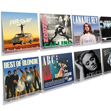 upsimples 8 Pack Vinyl Record Wall Mount Shelves 12 Vinyl Holder for Album Record Storage Display Clear Acrylic Floating Shelves for Wall Decor Kids Bookshelf Magazine Rack Picture Ledge