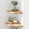 Conamily Corner Shelves Floating Corner Shelf Set of 2 7inch Solid Oak Wood Wall Shelves Round End Wall Mount with Wire Hole Shelving for Small Plant for Bedroom Kitchen Living Room