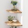 Conamily Corner Shelves Floating Corner Shelf Set of 2 7inch Solid Oak Wood Wall Shelves Round End Wall Mount with Wire Hole Shelving for Small Plant for Bedroom Kitchen Living Room