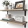 RICHER HOUSE Rustic Wood Shelves Set of 2 Farmhouse Style Floating Shelf for Wall Dcor Hanging Shelves for Bathroom Bedroom Storage Kitchen Living Room Carbonized Black