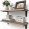 RICHER HOUSE Rustic Wood Shelves Set of 2 Farmhouse Style Floating Shelf for Wall Dcor Hanging Shelves for Bathroom Bedroom Storage Kitchen Living Room Carbonized Black