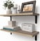RICHER HOUSE Rustic Wood Shelves Set of 2 Farmhouse Style Floating Shelf for Wall Dcor Hanging Shelves for Bathroom Bedroom Storage Kitchen Living Room Carbonized Black