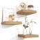 Venusmiles Square Floating Shelves for Wall 8W x 8D x 12H Small Engineered Wood Wall Shelves with Invisible Brackets for Living Room Bedroom Bathroom Office Kitchen Storage Decor Oak Finish Set of 3