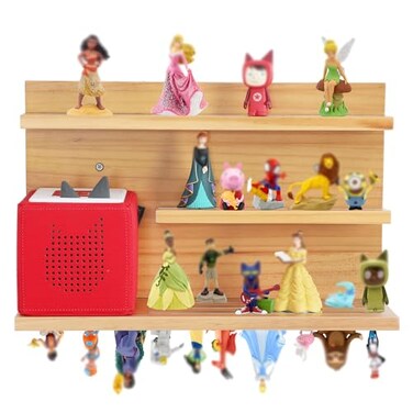 PHOENANCEE for Tonies Shelf Magneticfor Toniebox Figures Storage Display Shelf 4048 CharacterWall Floating Shelves WoodenCompatible Charging Station for Children Kids RoomPine3 Tier