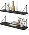 Afuly 24in Floating Shelves for Wall Black Wooden Shelves with Triangular Brackets for Bathroom Living Room Bedroom Kitchen Home Wall Decor Set of 2