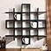 Suzile Oversize Coffee Mug Display Rack Wooden Display Shelves Rustic Wooden Floating Curio Shelf Travel Wall Mounted Coffee Mug Rack Holder Shadow Box Shelf51x51x3inBlack