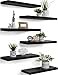 PHPH Wood Floating Shelves for Wall Wooden Wall Shelves for Bedroom Set of 6 Black 17 Inch