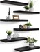 PHPH Wood Floating Shelves for Wall Wooden Wall Shelves for Bedroom Set of 6 Black 17 Inch