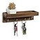 MyGift 10 Inch Floating Wall Shelf with Hooks Dark Brown Wood Entryway Storage Shelf with 4 Metal Key Hooks