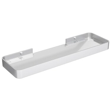 Danpoo 16Inch Wall Shelf Clear Tempered Glass with Matte Silver Aluminum Frame Sleek Floating Bathroom Organizer