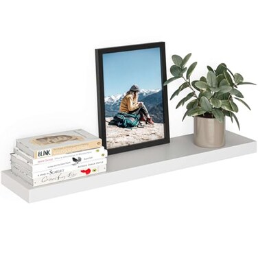 Ballucci Floating Shelf 36 Wood Wall Shelf with Invisible Brackets for Bathroom Living Room Bedroom Kitchen Nursery 8 Deep White