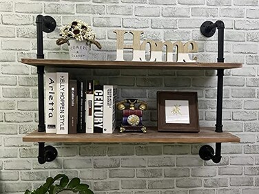 HDDFER Pipe Shelves Industrial Pipe Shelving Shelves Real Wood Industrial Floating Pipe Shelves with Wood Planks 36 inch Wall Shelves Rustic Hanging Bookshelf Farmhouse Kitchen Bar Shelving