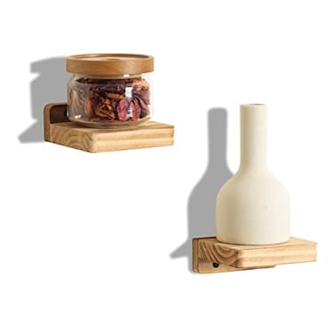 Freezing point Small Floating Shelf for Wall Set of 2 Natural Wood 4Inch Mini Wall Shelves Decor Plant Display Collectibles Mounted Kitchen Bathroom Bedroom Corner Decorative Storage Tiny Stand