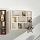 SOFE Small White Shadow Box with Shelves Wall Shelving Unit 9Compartments Freestanding or Wall Mounted Curio Cabinet Knick Knack Display Shelf Wood Floating Cube Shelves for Walls Collectibles