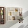 SOFE Small White Shadow Box with Shelves Wall Shelving Unit 9Compartments Freestanding or Wall Mounted Curio Cabinet Knick Knack Display Shelf Wood Floating Cube Shelves for Walls Collectibles