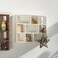 SOFE Small White Shadow Box with Shelves Wall Shelving Unit 9Compartments Freestanding or Wall Mounted Curio Cabinet Knick Knack Display Shelf Wood Floating Cube Shelves for Walls Collectibles
